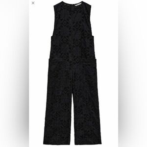 Zara Black Crochet Wide-Leg Jumpsuit